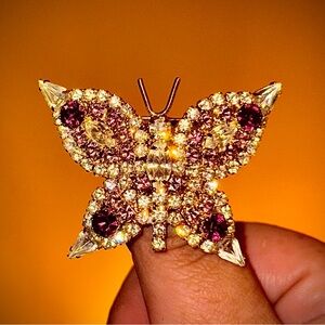 VTG Sparkly Butterfly Crystal Brooch